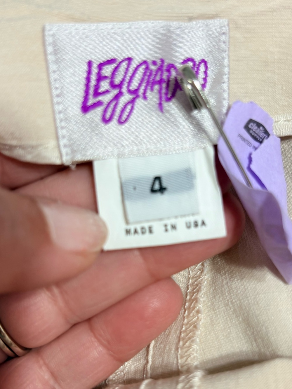 Leggiadro Classic Beige Side Zipper Cotton Silk Blend Quiet Luxury Pants Size 4 - Picture 9 of 14